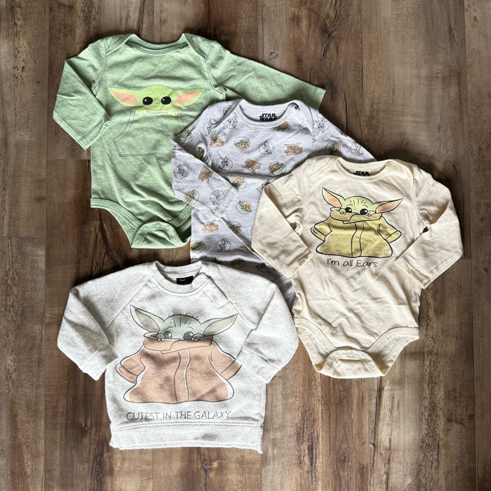 STAR WARS Mandalorian Baby Yoda ‘Cutest in the Galaxy’ Character 4pc Bundle 6-9M